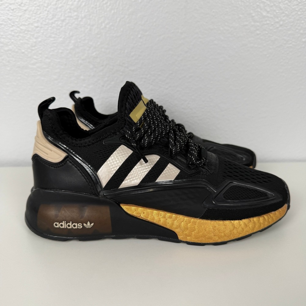 Adidas ZX 2K Boost FY2014 Women's 6.5 Black Metallic Gold Sneakers Shoes